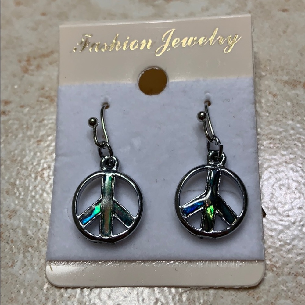 3/$10 - Peace symbol pierced earrings. NWOT.